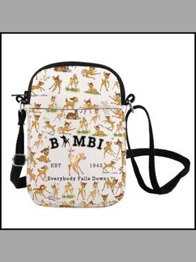 Cartoon Deer Print Crossbody Bag Polyester Messenger Shoulder Bag